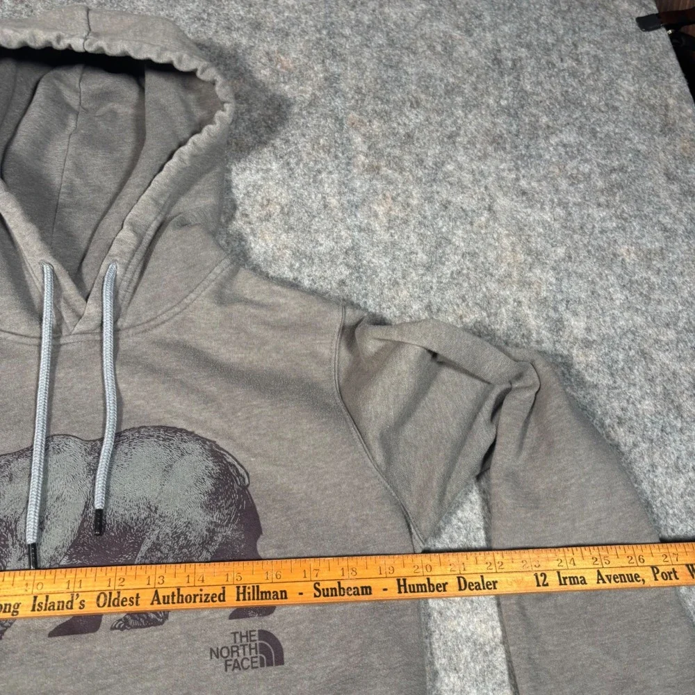 The North Face‎ Bear Graphic Hoodie Mens S Taupe Grey Pullover Sweatshirt A532A
